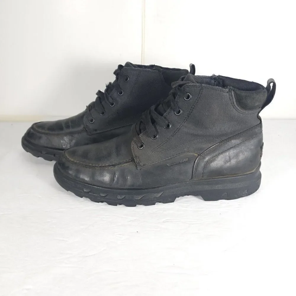 Sorel Men's Portzman US11 Black Leather Waterproof Moc Toe Lace-Up Ankle Boot